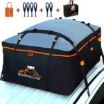 RoofPax Car Roof Bag & Rooftop Cargo Carrier – 15 Cubic Feet Heavy Duty Bag, 100% Waterproof Excellent Military Quality Rooftop Car Bag – Fits All Cars with/Without Rack – 6 Door Hooks Included