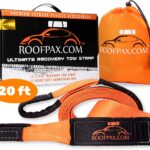 RoofPax Tow Strap 3″ x 20 ft. Off Road Recovery Rope | 30,180 lb Break Strength Capacity | Heavy Duty Winch Strap with Triple Reinforced End Loops | Essential Recovery Kit for Getting Unstuck