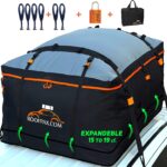 RoofPax Expandable Rooftop Cargo Bag, 15 to 19 Cubic Feet Extendable 100% Double Zippers Waterproof Military Grade Integrated Pad Roof Bag. Fits All Vehicle With or Without Rack, 6 Door Hooks Included
