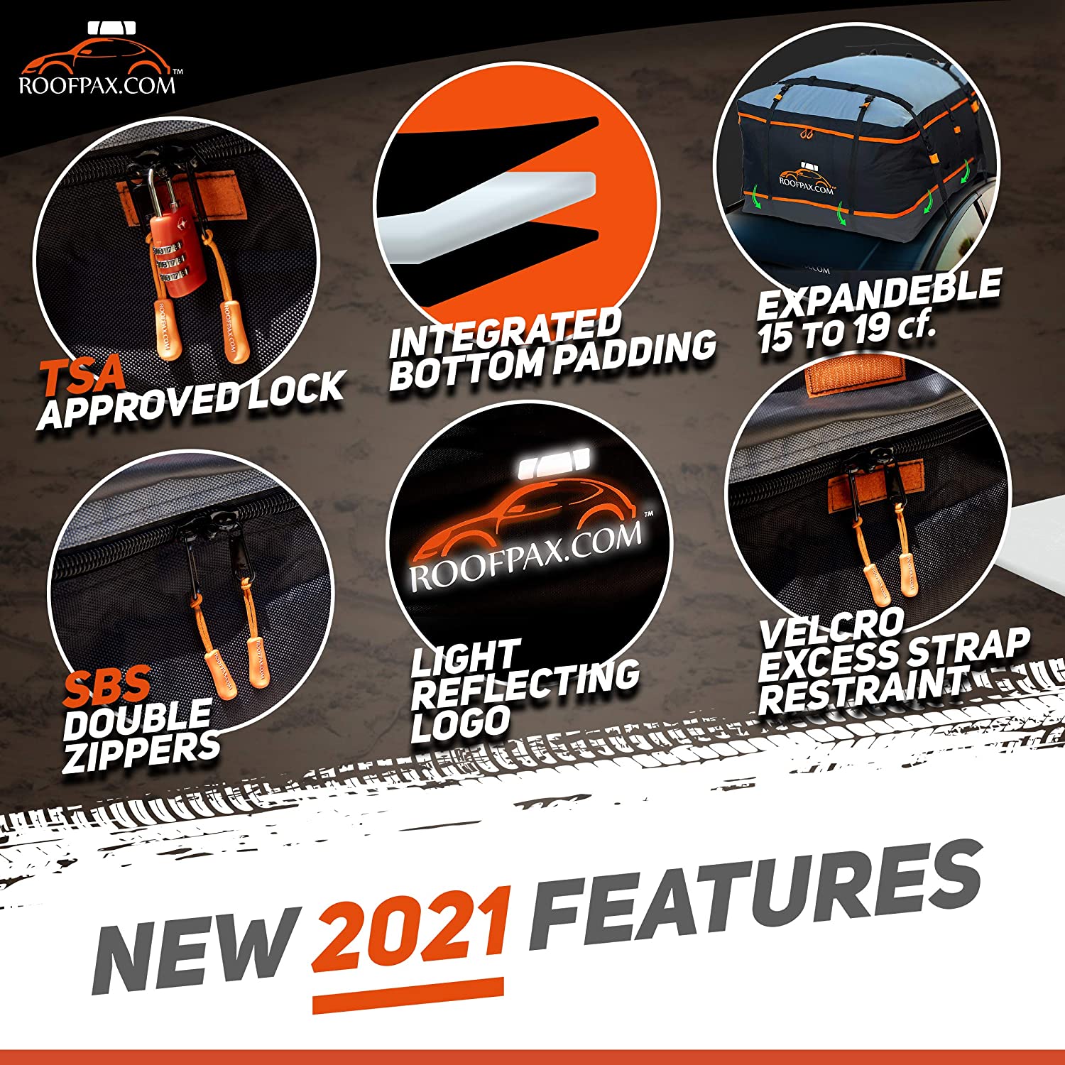 RoofPax Expandable Rooftop Cargo Bag, 15 to 19 Cubic Feet Extendable